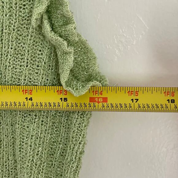 Kindred Spirit Ruffle Knit Vest M Green Silk Linen Cottagecore Fairycore Tank - Picture 4 of 10